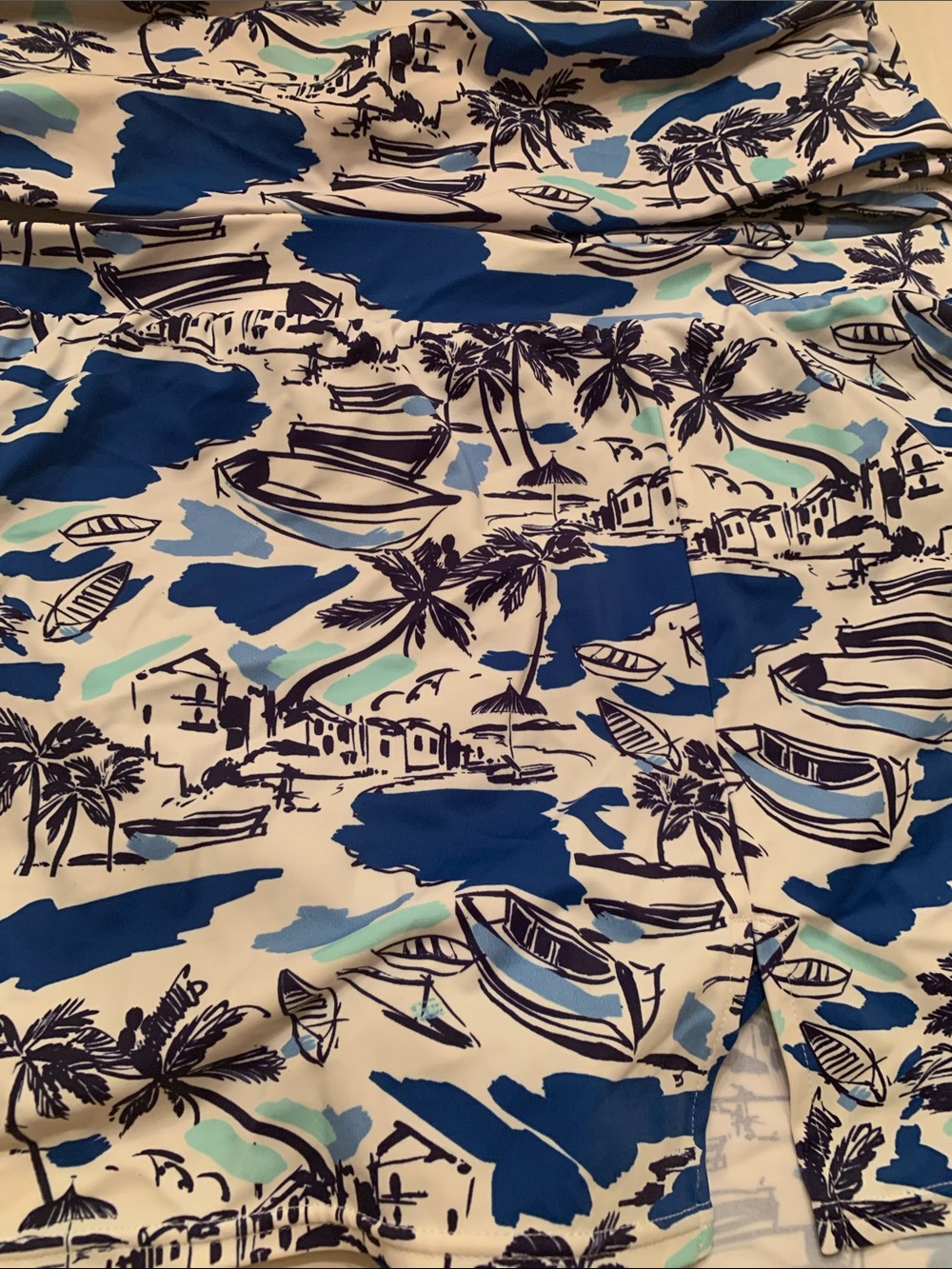 VGUC Talbots Blue and White Tropical Print Swim Tankini & Swim skirt size 12 - Picture 2 of 12